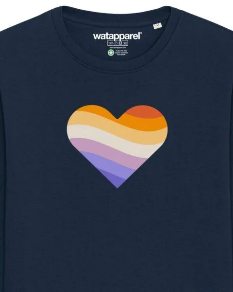 watapparel watapparel Sweatshirt Unisex Rainbow Heart, French navy, – Produktbild 3 von 4