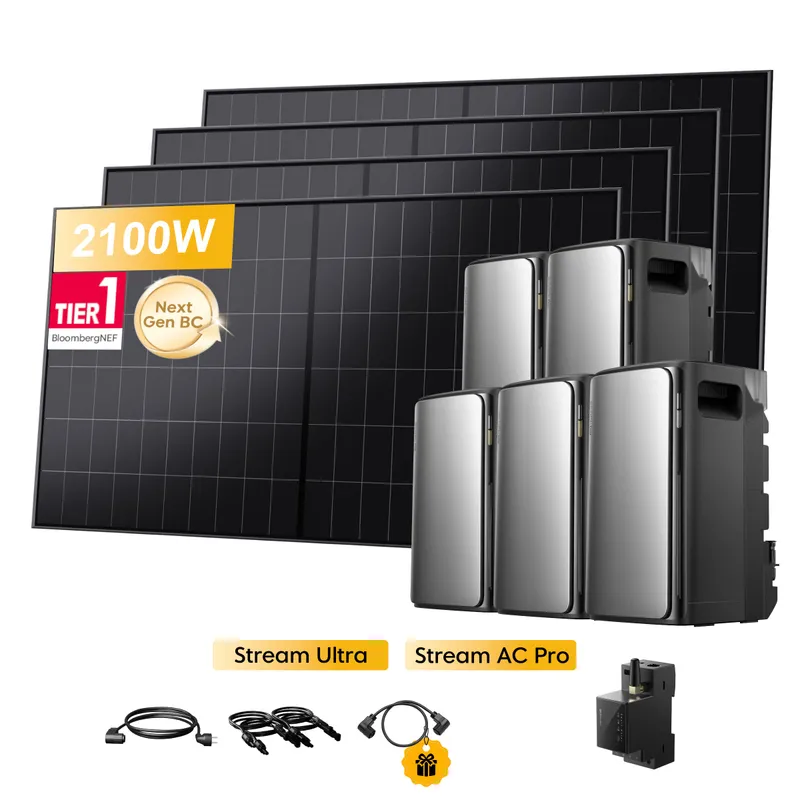 EcoFlow EcoFlow Stream Ultra, All-in-One Speicher für Balkonkraftwerke, mit 4 x 480Wp Sunpro BC Bifazial Full Black Solarmodul, by Powerness - Stream Ultra + 4 x Stream AC Pro | 9600Wh / 1 x Smart Meter / Selbstabholung – Produktbild 2 von 2
