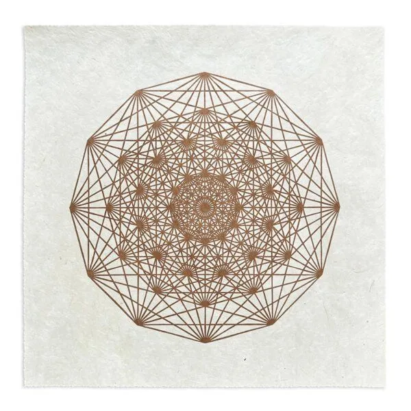 Veskor Cassiopeia Veskor Cassiopeia DEMIHEPTERAKT Heilige Geometrie Linoldruck | 40 × 40 cm | Kupfer auf Naturweiß – Produktbild 1 von 4