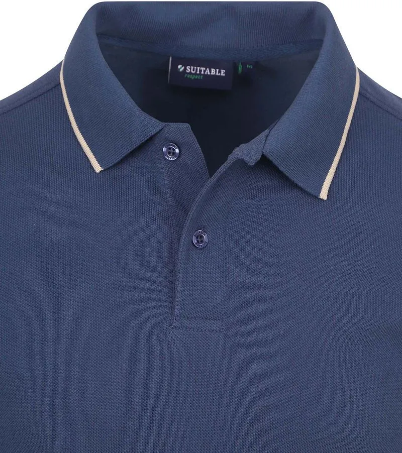 Suitable Suitable Respect Poloshirt Tip Ferry Denim Blau - Größe M, Blau, – Produktbild 3 von 4
