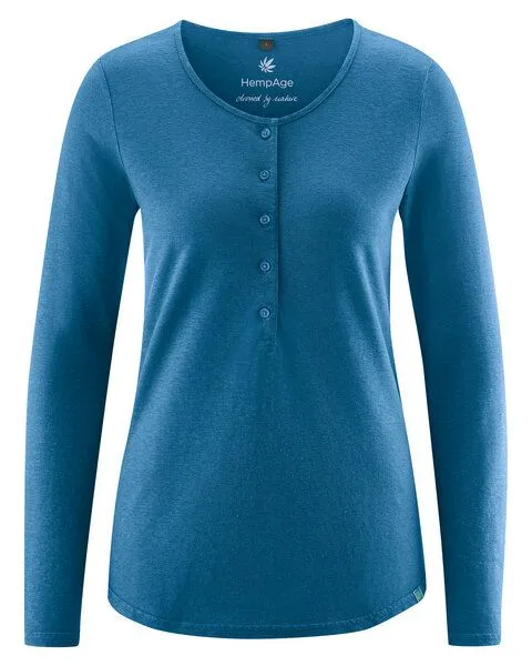 HempAge HempAge Damen Longsleeve Hanf/Bio-Baumwolle, Sea, – Produktbild 3 von 4