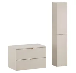 Lomadox Badmöbel-Set DURANGO-56, (Spar-Set, 2-St., Waschtischunterschrank Hochschrank), Unterschrank 80cm breit, kaschmir, versch. Griffvarianten – Produktbild 1 von 1