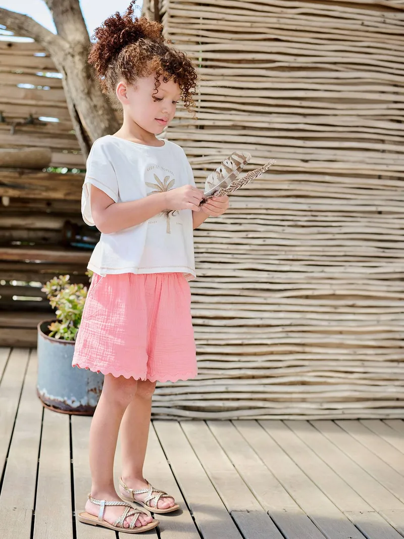Vertbaudet Shorts mit Waffelstruktur Mädchen, Rosa, – Produktbild 1 von 3