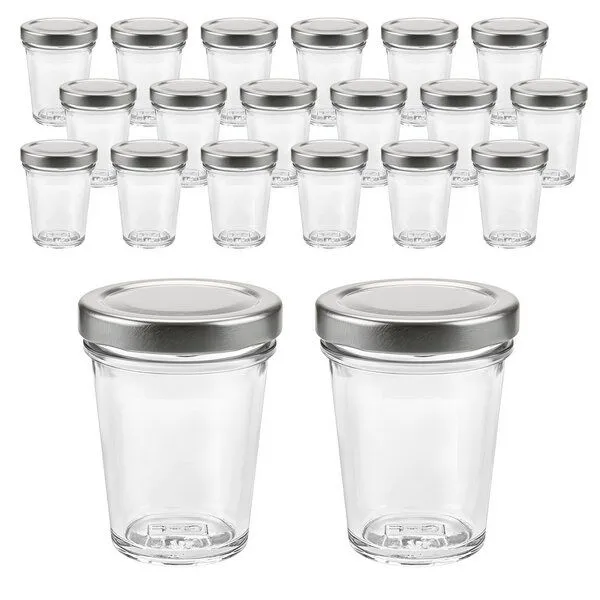 mikken mikken 20 kleine Dessertgläser 65ml – Einmachgläser mit Schraubdeckel, Silber, – Produktbild 1 von 3