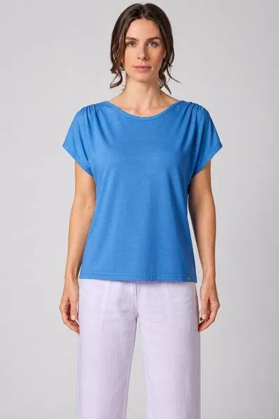 HempAge HempAge Ärmelloses Damen-Shirt mit U-Boot Halsausschnitt Hanf/Biobaumwolle, Ocean (blau), – Produktbild 2 von 4