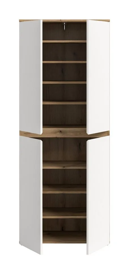 furnling Mehrzweckschrank Sarca - in 5 trendigen Farben 1 Kleiderstange, 4 Türen, 9 Fächer, Universalschrank, Höhe 175 cm, Weiß, – Produktbild 4 von 5