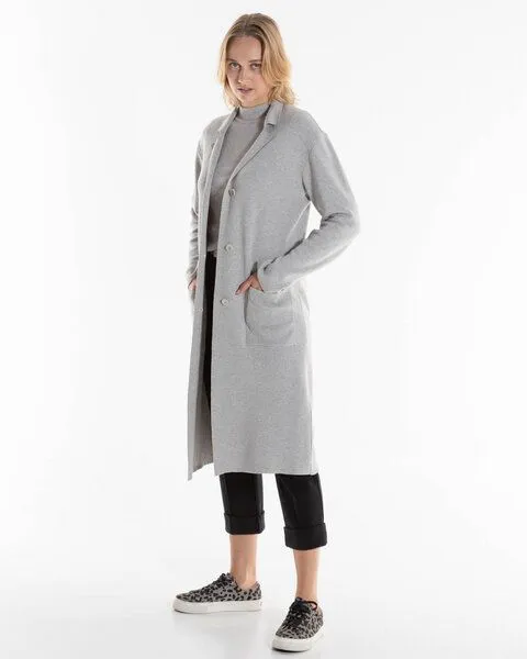 Alma & Lovis Alma & Lovis Strickmantel aus Bio-Baumwolle | Knit Coat, Stone (grau), – Produktbild 3 von 4