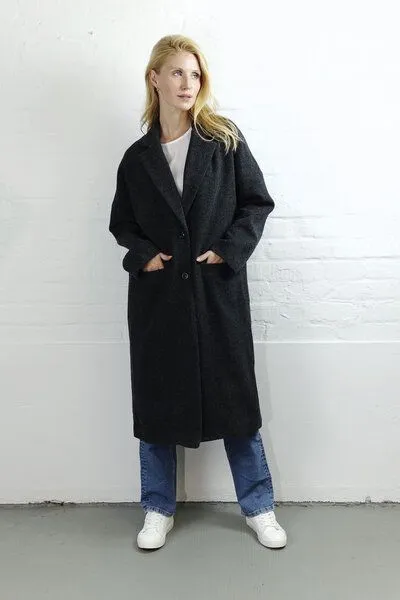 Wunderwerk Wunderwerk Oversize coat merino, 384 dark grey melange (grau), – Produktbild 1 von 3