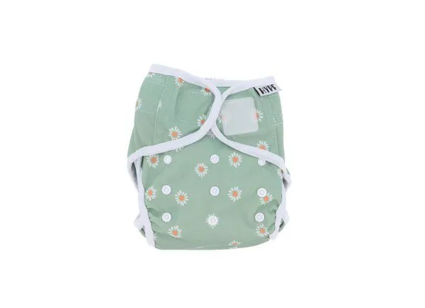 Hypf Hypf Stoffwindel Überhose (Klett) One Size 4-16kg, Daisy flower (grün), – Produktbild 2 von 4