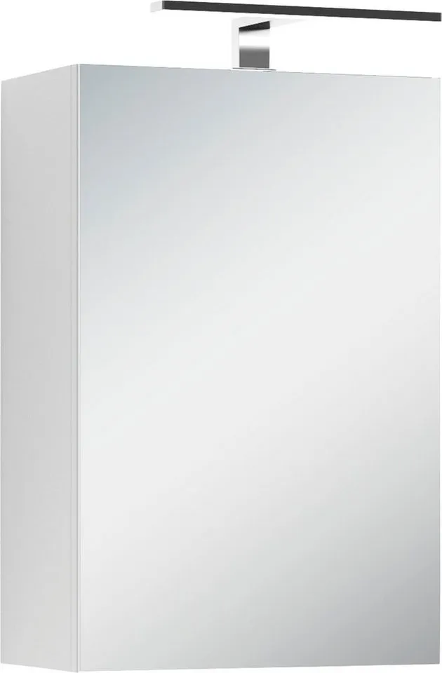 byLIVING Spiegelschrank Serie Spree, in vielen Breiten erhältlich Soft-Close, LED Beleuchtung mit Schalter- und Steckdosenbox, Weiß, – Produktbild 2 von 8