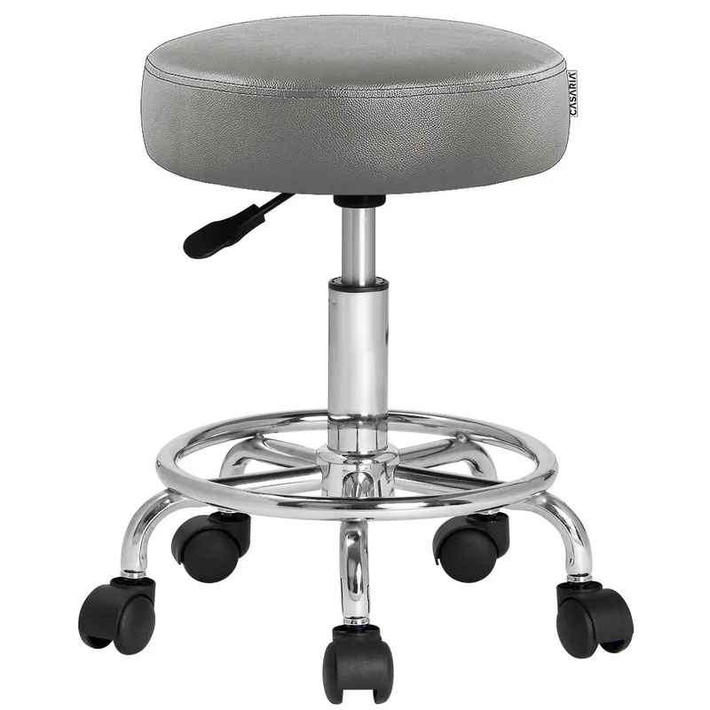 Casaria® Casaria Casaria Rollhocker Kunstleder Grau 360° drehbar Fußablage – Produktbild 1 von 1