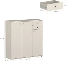 FORTE Kommode Tempra, Kommode, 3 Türen, 2 Schubkästen, viel Stauraum, B/H/T 108,8/111,1/34,8 cm – Produktbild 1 von 1