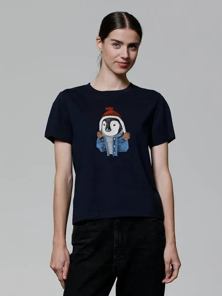 watapparel watapparel T-Shirt Frauen Pinguin, French navy, – Produktbild 2 von 3