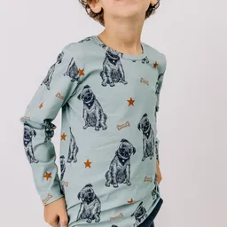Walkiddy Walkiddy Langarmshirt Hellblau Hunde-Allover Bio-Baumwolle GOTS – Produktbild 1 von 1