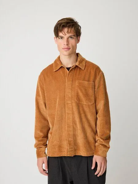 KnowledgeCotton Apparel KnowledgeCotton Apparel Cord-Overshirt - Hemdjacke aus Bio-Baumwolle, Braun-lion, – Produktbild 1 von 4