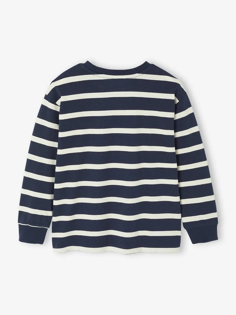 Vertbaudet Gestreiftes Jungen Rundhals-Shirt personalisierbar, Nachtblau, – Produktbild 2 von 3