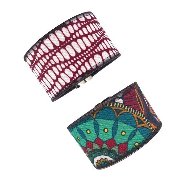 Seegarn Seegarn Wende-Armband 4cm, Punkte (beere) / mandala (blau), – Produktbild 1 von 2