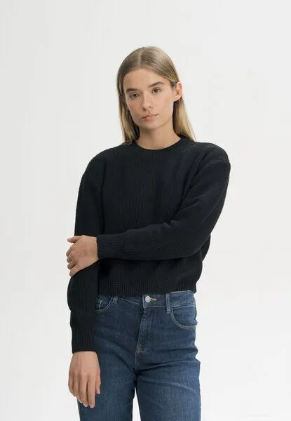 MELA MELA Strukturierter Strickpullover SURIYA aus 100% Bio-Baumwolle, Schwarz, – Produktbild 1 von 4