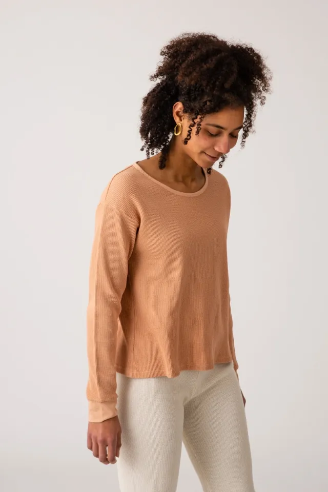 MATONA MATONA Damen vegan T-Shirt Langarm Basic Terracotta Orange, Hell orange, – Produktbild 2 von 2