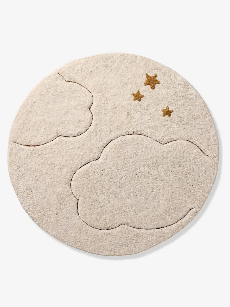 Vertbaudet Runder Teppich Kinderzimmer WOLKEN, Beige, – Produktbild 1 von 4