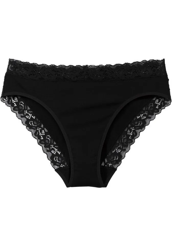 CALIDA CALIDA Slip Natural Comfort Lace verspielte Spitze, Regular-Cut, elastischer Single Jersey, weich, Schwarz, – Produktbild 2 von 5