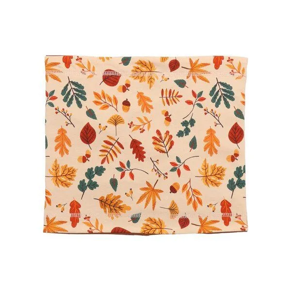 Walkiddy Kinder Loop-Schal GOTS-zertifiziert aus Bio-Baumwolle mit Herbstblättern – Walkiddy, Beige, – Produktbild 1 von 3