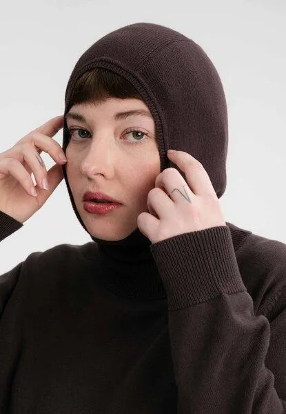 MELA MELA Bundle Feinstrick Balaklava CHARVI + Strick Handschuhe RISHI, Dunkelbraun, – Produktbild 2 von 4