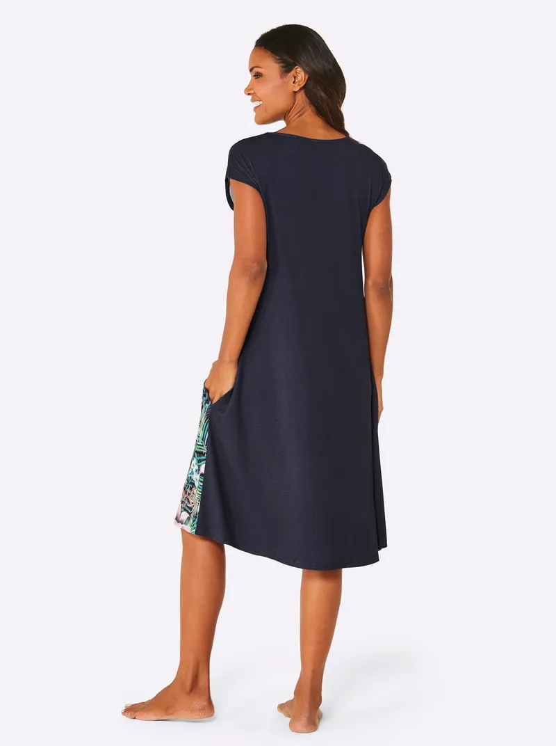 feel good Sommerkleid marine-orange-bedruckt, Marine-orange-bedruckt, – Produktbild 2 von 2