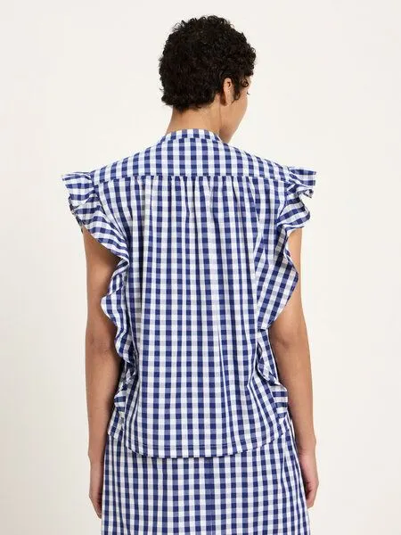 LANIUS LANIUS Vichy-Karo Bluse (GOTS) aus Bio-Baumwolle, Blue/ white, – Produktbild 4 von 4