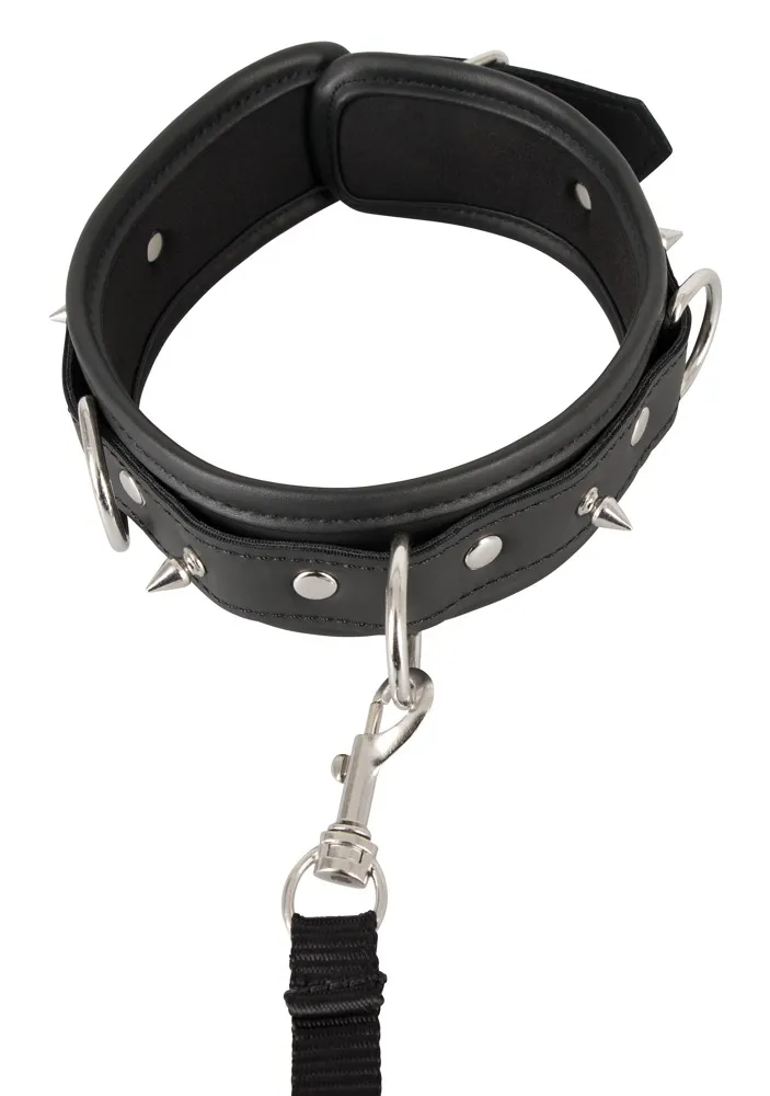 Vegan Fetish Halsfessel plus abnehmbare Leine, Schwarz, – Produktbild 5 von 5