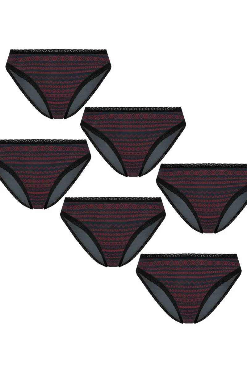 Albero Natur Albero Natur Damen vegan Multipack 6x Slips Mit Spitze Tibet Marine/Geometrisch, Rot, – Produktbild 2 von 2