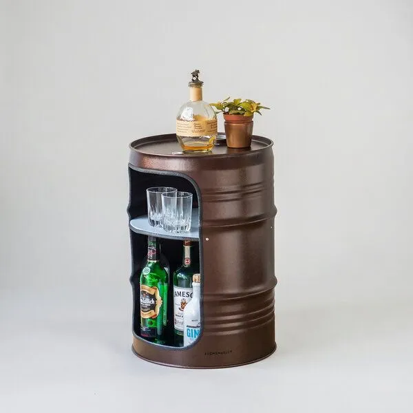 Lockengelöt Lockengelöt Minibar aus einem kleinen Ölfass, Kupfer, – Produktbild 3 von 3