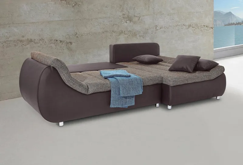 Home affaire Ecksofa Imola, bequem, aktuelle Steppung im Sitz, L-Form, Breite 270cm, wahlweise mit Bettfunktion, Braun, – Produktbild 7 von 8
