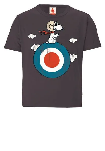 LOGOSH!RT LOGOSH!RT - Comics - Peanuts - Snoopy - Pilot - Bio T-Shirt Print - Kinder, Blau-grau, – Produktbild 5 von 5