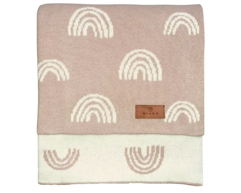 Babydecke DIKOS® aus Bio-Baumwolle - Regenbögen - Baby Decke für Neugeborene, DIKOS, Geschenk zur Geburt - Strickdecke PREMIUM Qualität - atmungsaktiv, Rosa, – Produktbild 1 von 5