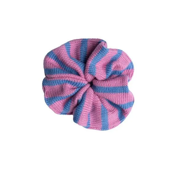 Kopyto Kopyto ROZELLA RWS – großes gestricktes Scrunchie für Haare mit Streifen, Rosa/blau, – Produktbild 1 von 3