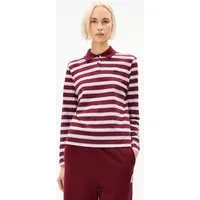 ARMEDANGELS ARMEDANGELS STRIPE POLO Damen Longsleeve Polo aus Bio-Baumwolle, Velvet red-soft blue-undyed, – Produktbild 1 von 1