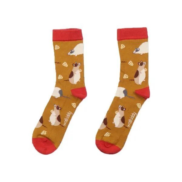 Walkiddy Baby Socken Bio-Baumwolle Gelb mit Mäuse-Motiv von Walkiddy – Produktbild 3 von 3