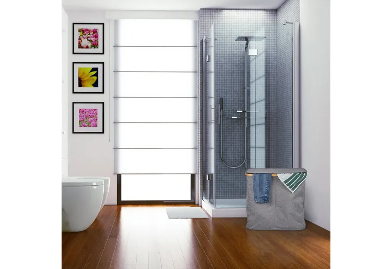 RELAXDAYS RELAXDAYS Wäschekorb Doppel Wäschekorb mit Deckel grau (5 St), Braun|grau, – Produktbild 2 von 5