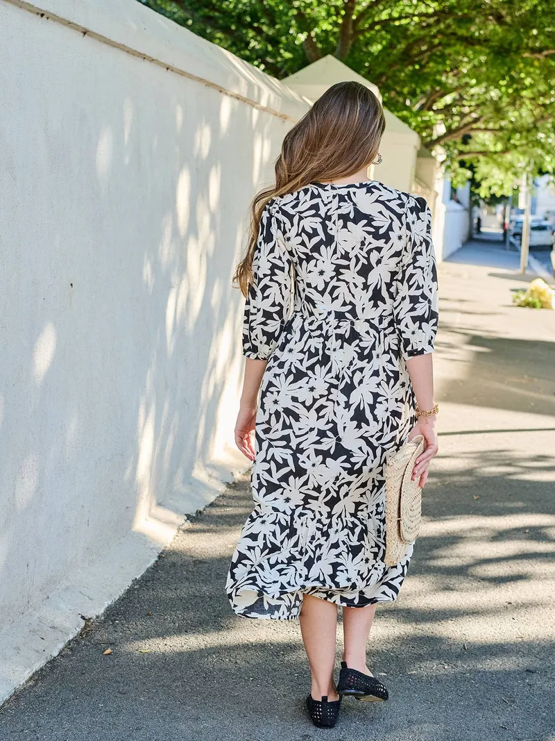 Envie De Fraise Langes Boho-Kleid für Schwangerschaft & Stillzeit ENVIE DE FRAISE, Schwarz, – Produktbild 4 von 4