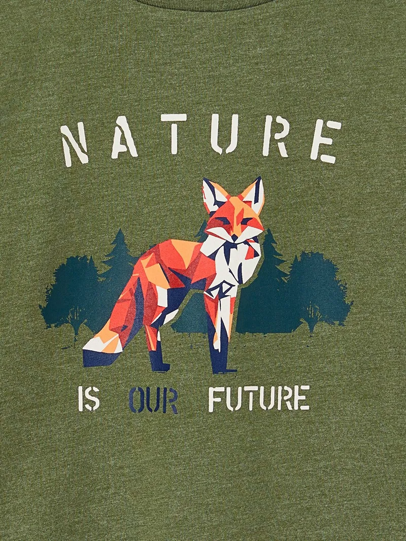 Vertbaudet Jungen Langarmshirt mit Fuchs-Print, Grün meliert, – Produktbild 4 von 4