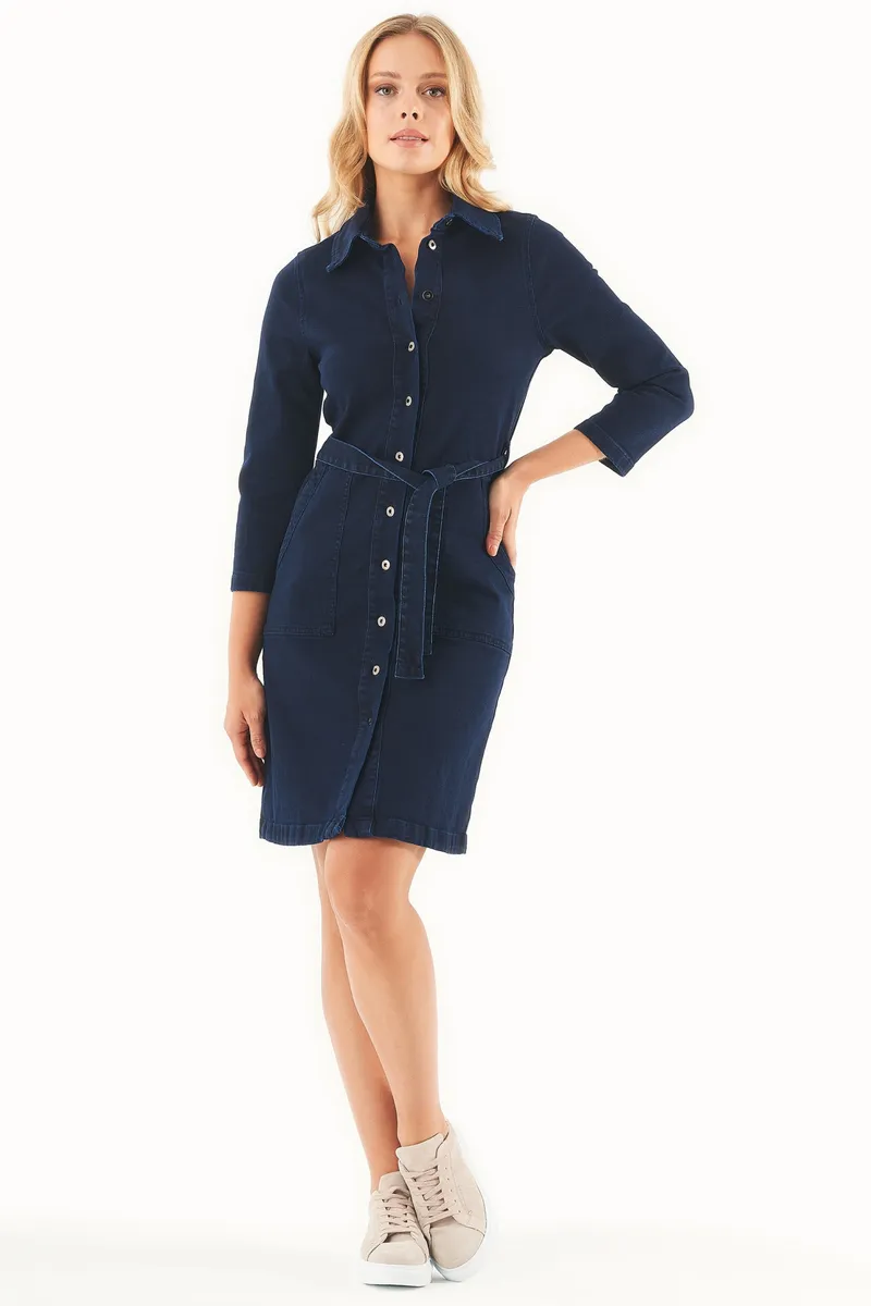 ORGANICATION ORGANICATION Damen vegan Jeanskleid Aus Bio-Baumwolle Dunkelblau, Dunkelblau, – Produktbild 2 von 2