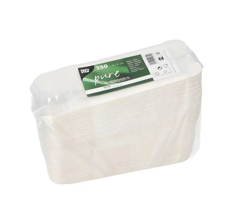 PAPSTAR PAPSTAR Pappteller Teller, Pappe pure eckig 8 cm x 21 cm weiss mit Anfasser 250 Stk, Weiß, – Produktbild 2 von 4