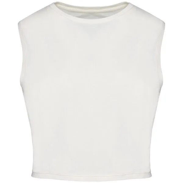 Greenspired Greenspired Umweltfreundliches ärmelloses Cropped Damen-T-Shirt 165g/m², Verwaschenes elfenbein, – Produktbild 1 von 2