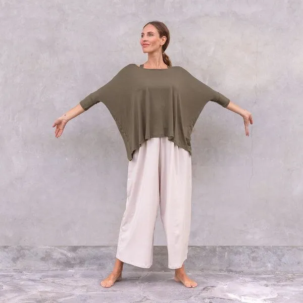 Jaya Jaya DIANA - lockere bis weite geschnittene Lounge Pants, für jede Figur geeignet, für Yoga, Leisure, Arbeit oder Evenings, Creme, – Produktbild 1 von 3