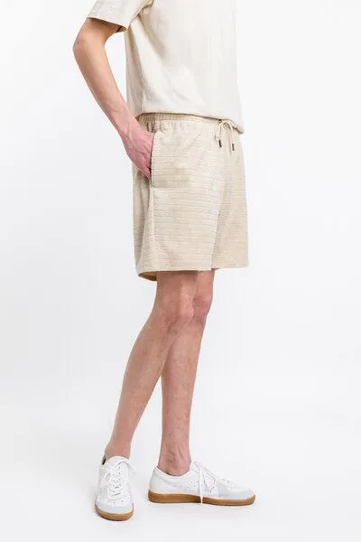 Rotholz Rotholz Frottee Shorts aus Bio-Baumwolle, Sand, – Produktbild 3 von 4