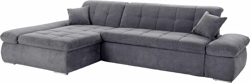 DOMO collection Ecksofa NMORIC XXL, 300x172x80cm, viel Platz, bequem, L-Form, wahlweise mit Bettfunktion und Armlehnverstellung, Grau, – Produktbild 6 von 8