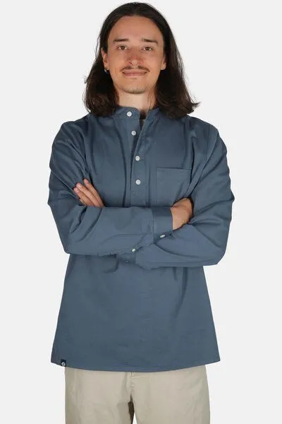 Hanseheld Hanseheld Fischerhemd GOTS Organic, Jeans blau uni, – Produktbild 3 von 4