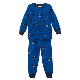 People Wear Organic People Wear Organic Pyjama, blau bedruckt "Fledermäuse", Bio-Baumwolle – Produktbild 1 von 1