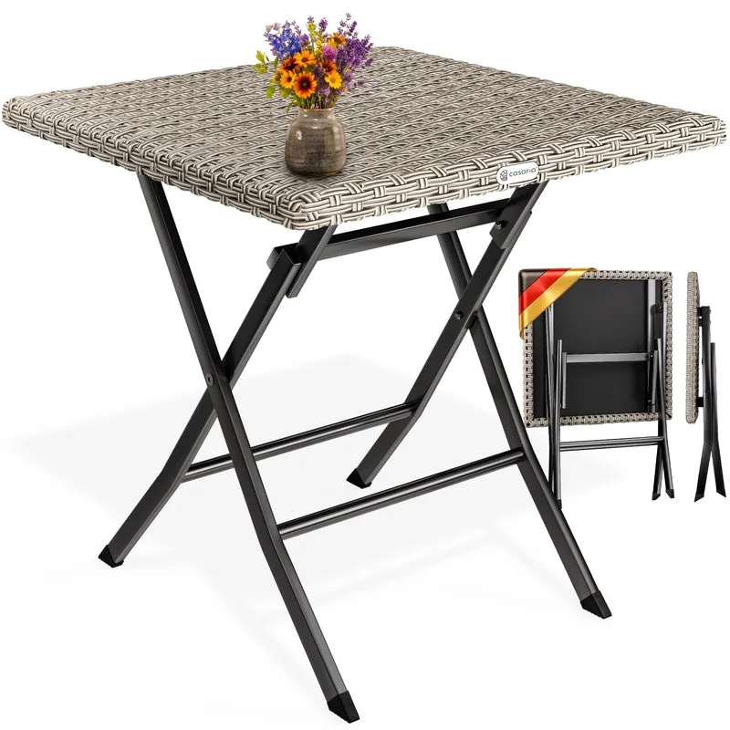 Casaria® Polyrattan Klapptisch Rom Creme 75x65x65cm – Produktbild 1 von 2